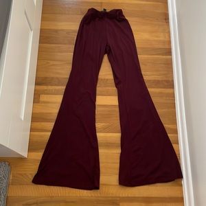 burgundy cotton flare leggings
